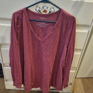 Torrid Women's Pink Long Sleeve V-Neck Tee